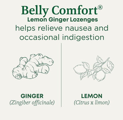 Traditional Medicinals Organic Belly Comfort Lemon Ginger Lozenges - Nausea Relief - 30 Count.