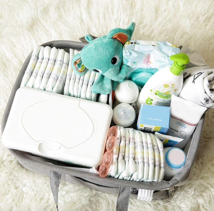 Baby Diaper Caddy Organizer, Large Grey Portable Diaper Holder for Nursery or Car.