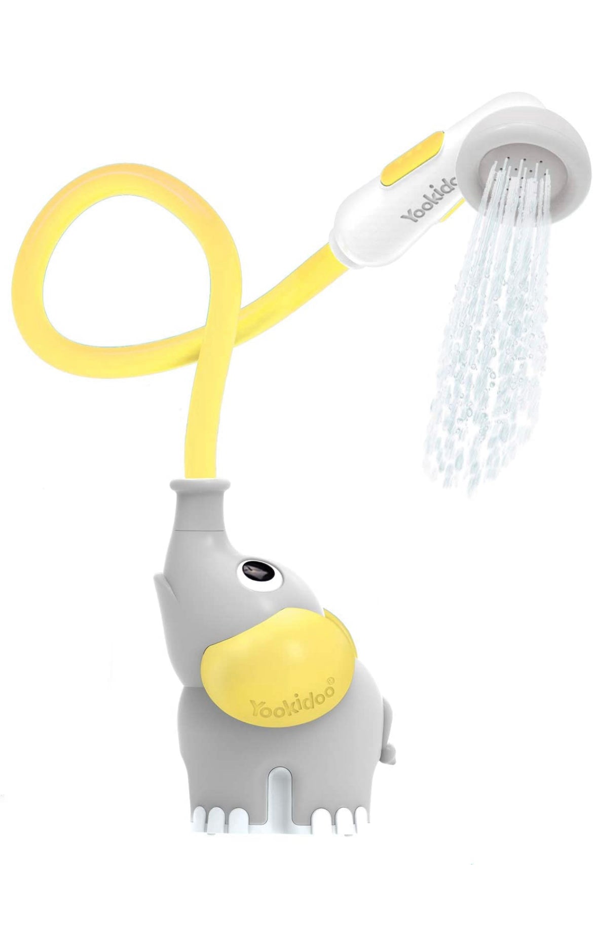 Yookidoo Baby Bath Shower Head - Elephant Water Pump with Trunk Spout Rinser.