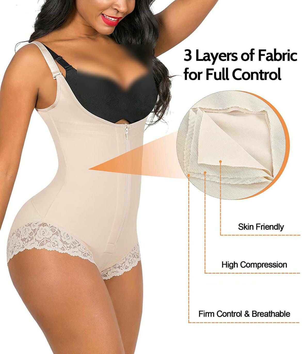 High Compression Body Shaper Slimming Lace Colombian Fajas