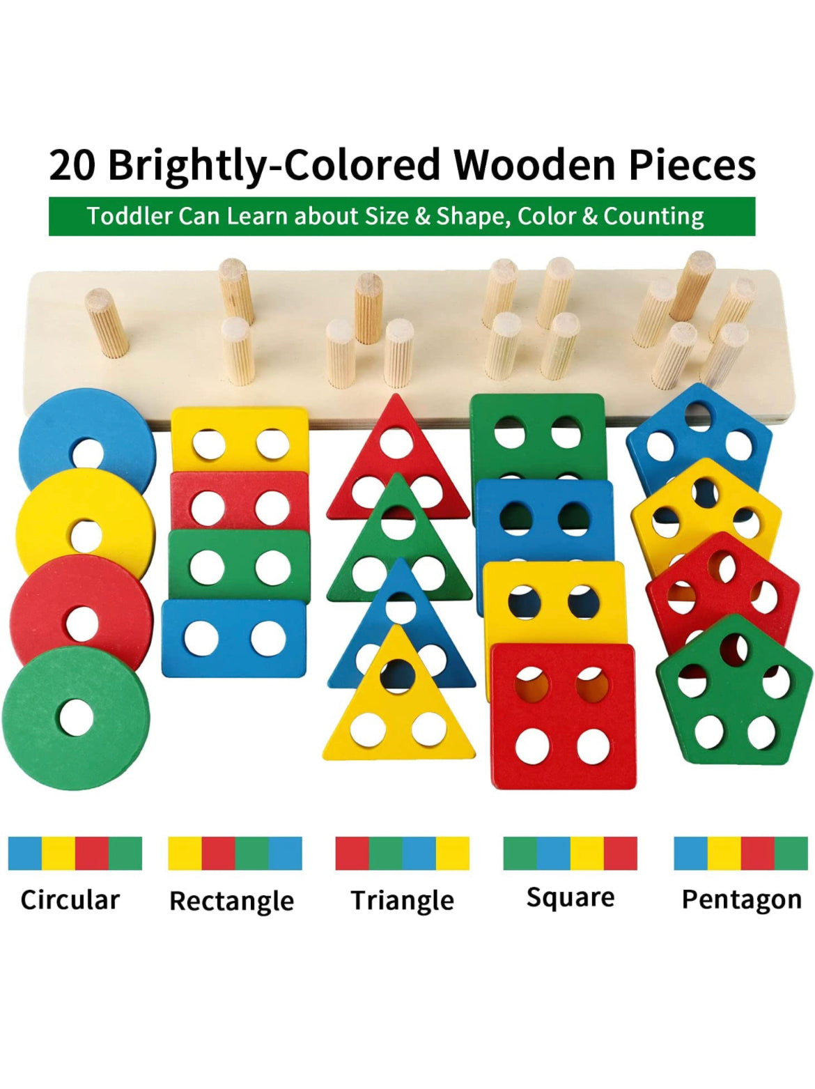 Montessori Toys for Toddlers, Shape Sorter Color Recognition Learning Toys.