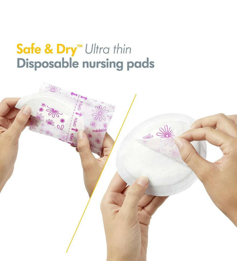 Medela Safe & Dry Ultra Thin Disposable Nursing Pads, 120 Count Breast Pads for Breastfeeding.