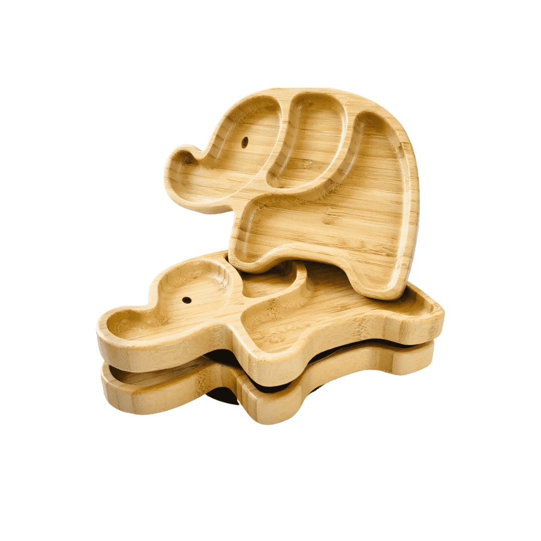 Elephant Bamboo Plate with Suction.