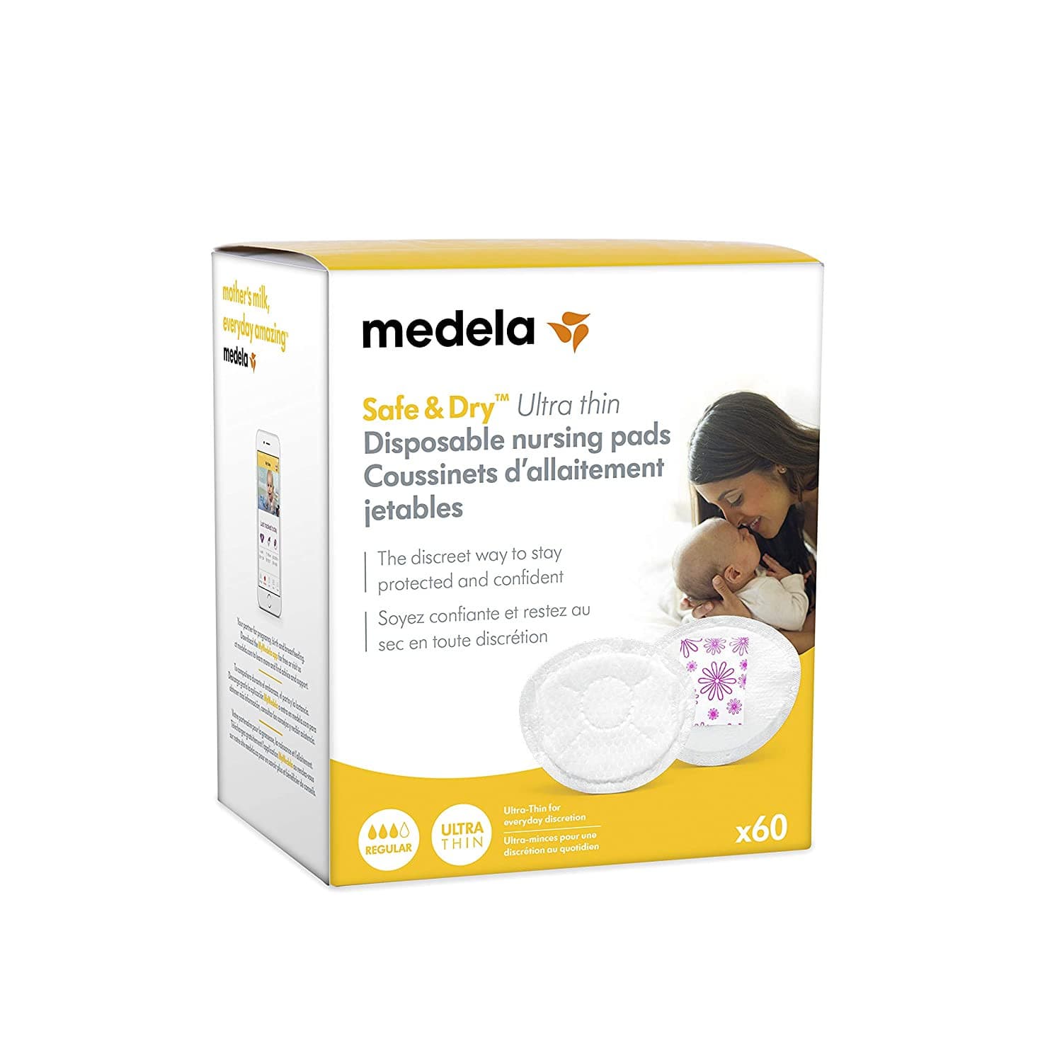Medela Safe & Dry Ultra Thin Disposable Nursing Pads, 60 Count.