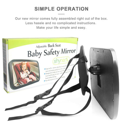 Baby Car Mirror, Safety Car Seat Mirror for Rear Facing Infant with Wide Crystal Clear View, Shatterproof, Fully Assembled, Crash Tested and Certified.