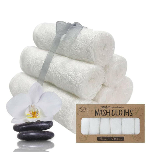 Bamboo Washcloths Towel - Soft Organic Baby Washcloth - Face Towel for Baby, Adult and Infant (White).