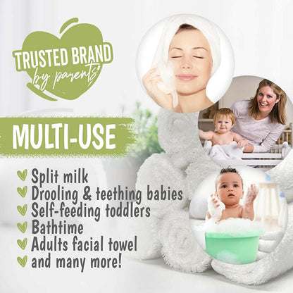 Bamboo Washcloths Towel - Soft Organic Baby Washcloth - Face Towel for Baby, Adult and Infant (White).