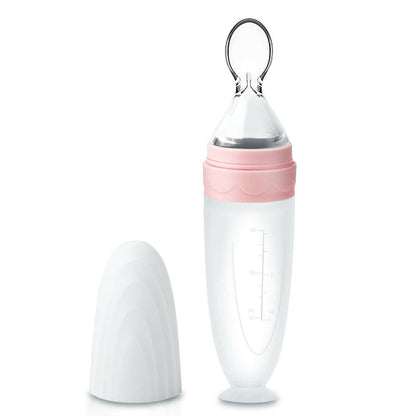 Termichy Baby Food Feeder, Silicone Squeeze Spoon Feeder - Pink.